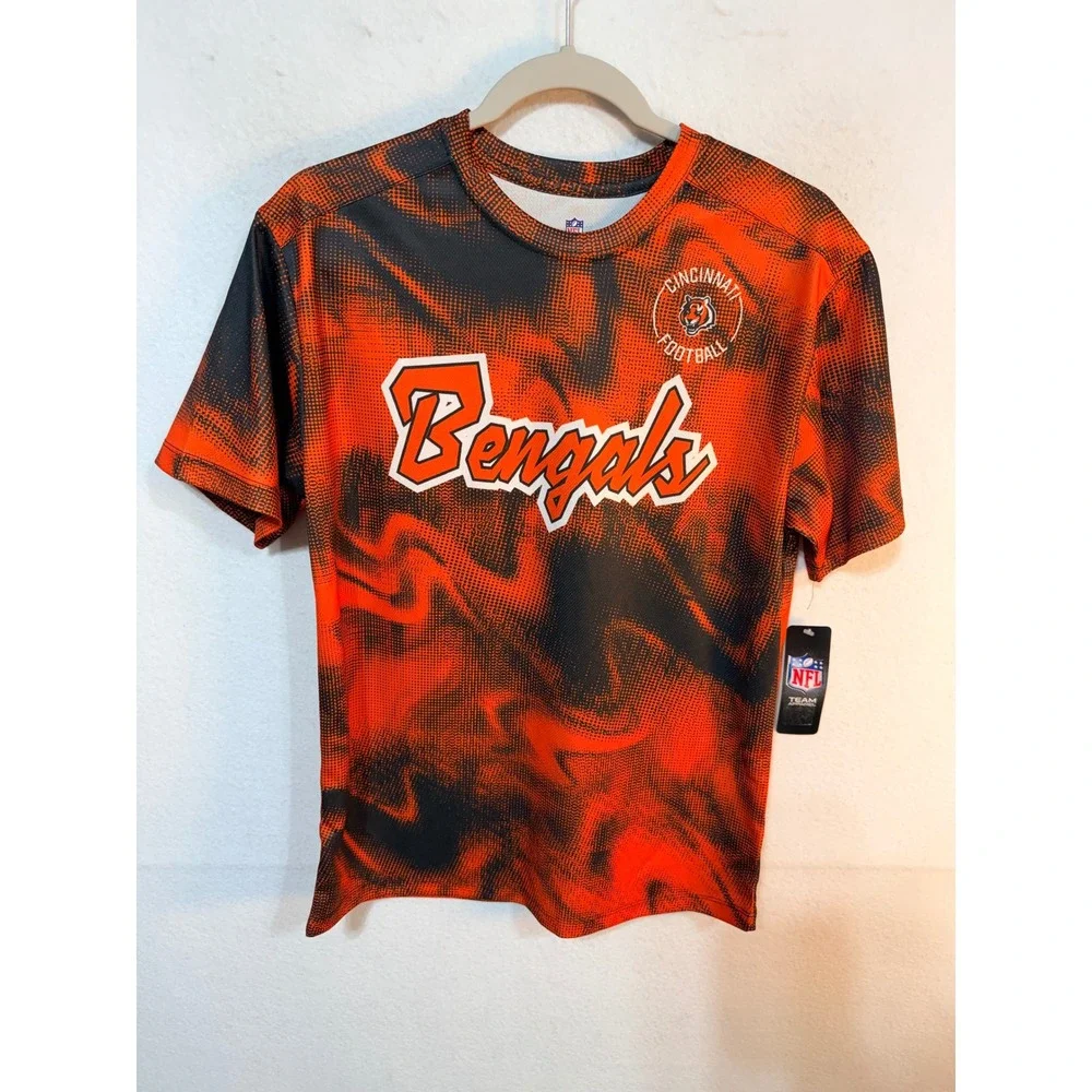 NFL Cincinnati Bengals Sublimated Graphic T-Shirt Kids Size L 14/16 Orange